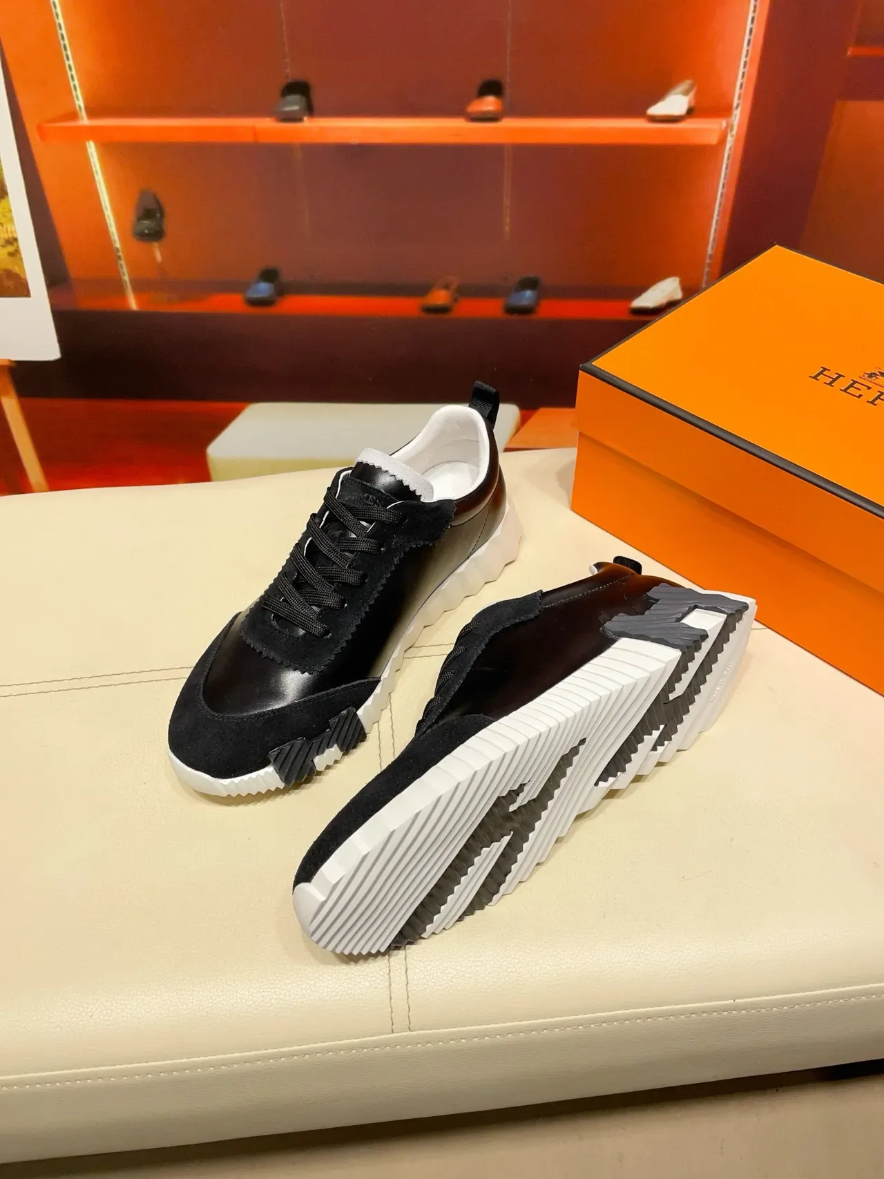 Hermès H-Ride Black Suede and Leather Lifestyle Sneakers 4