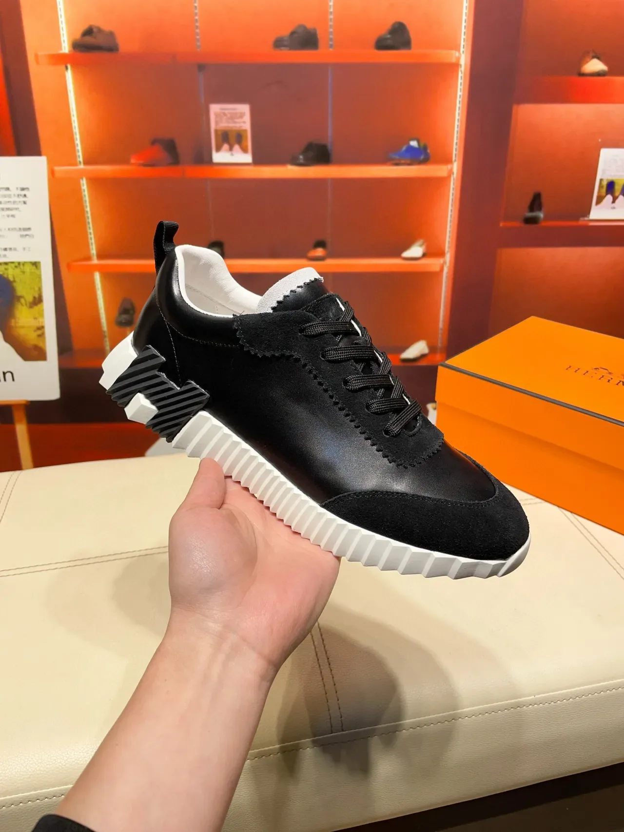 Hermès H-Ride Black Suede and Leather Lifestyle Sneakers 7