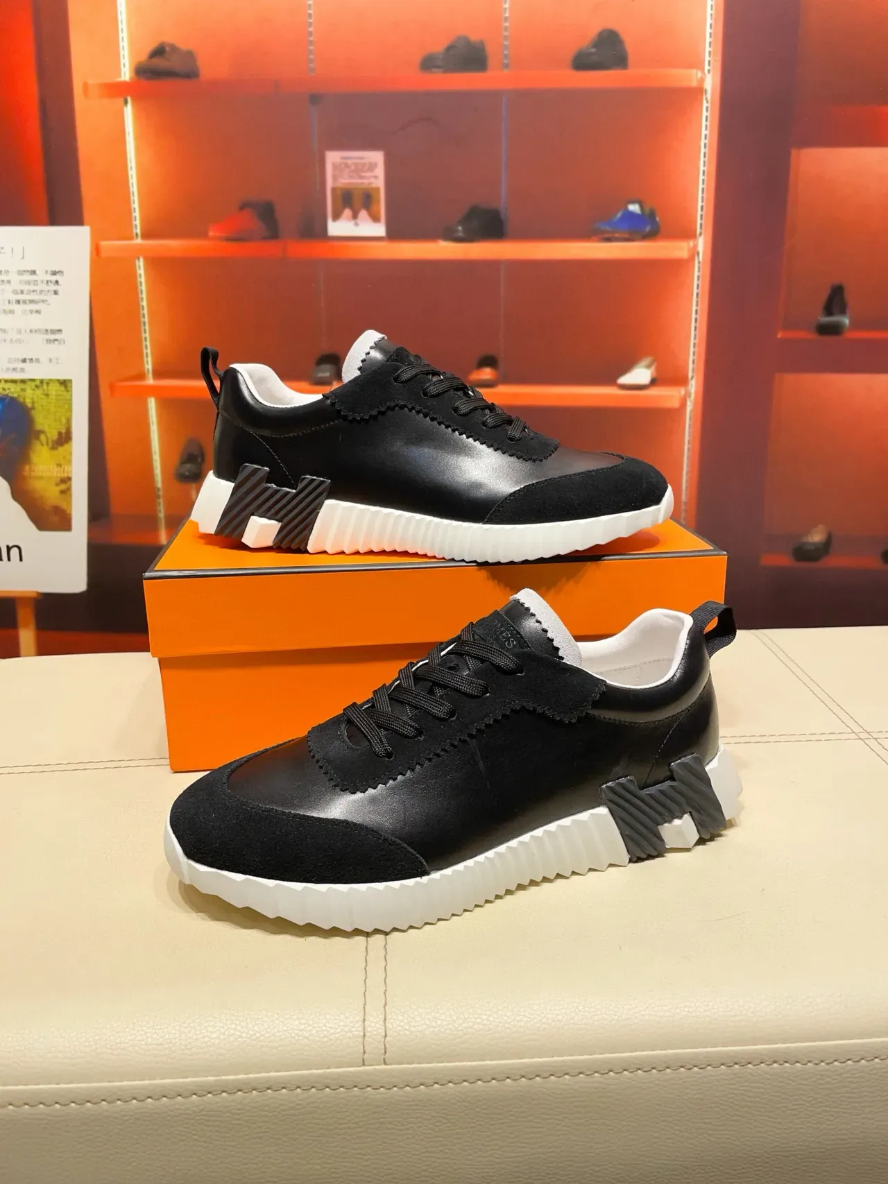 Hermès H-Ride Black Suede and Leather Lifestyle Sneakers 8