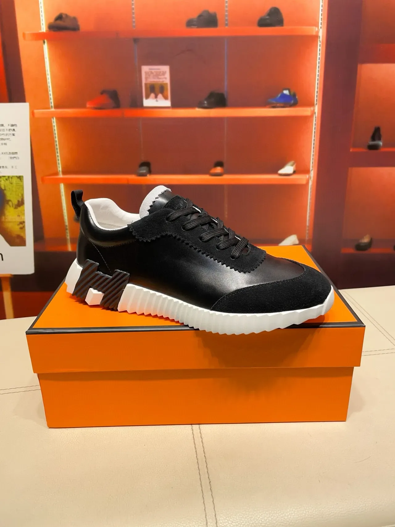 Hermès H-Ride Black Suede and Leather Lifestyle Sneakers 9