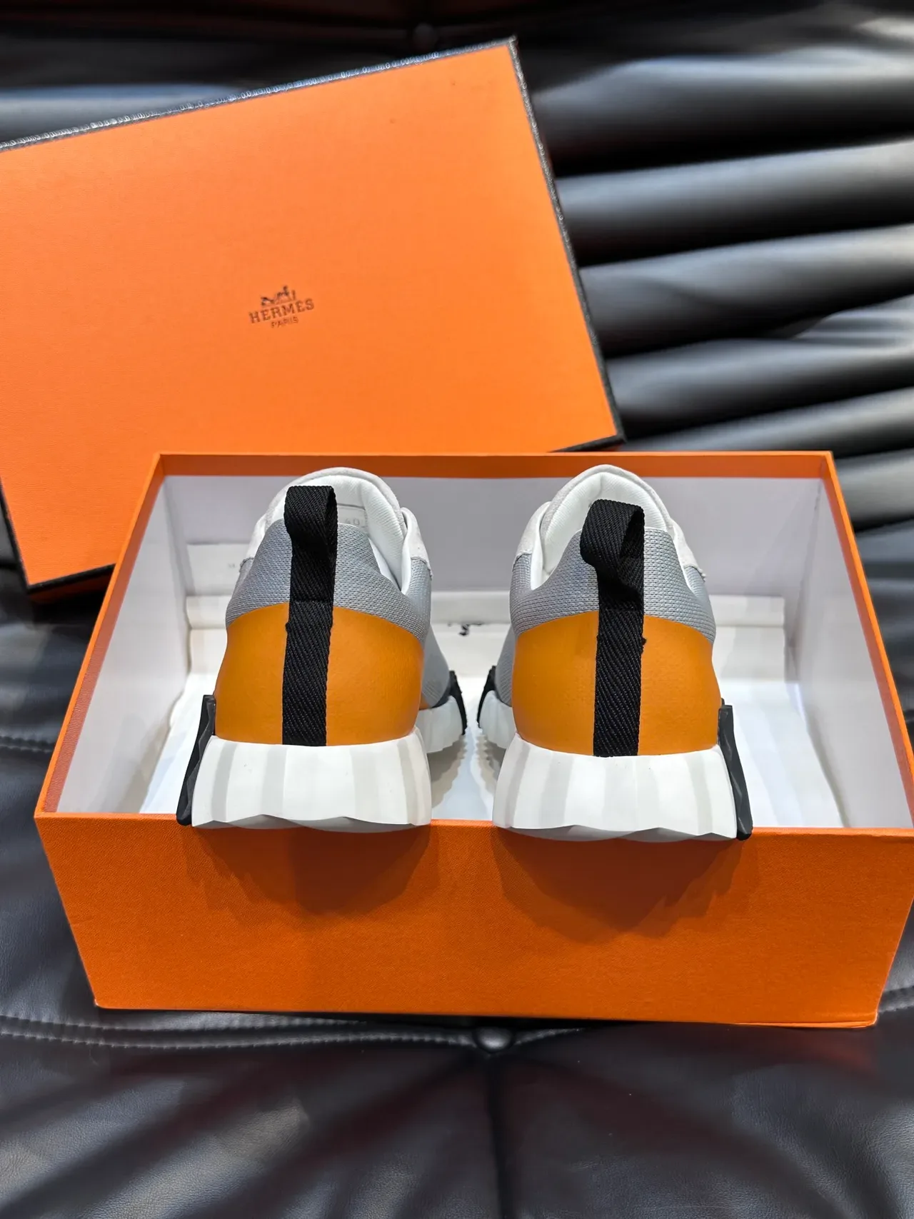 Hermès H-Ride Gray Blue Orange Lifestyle Sneakers 3