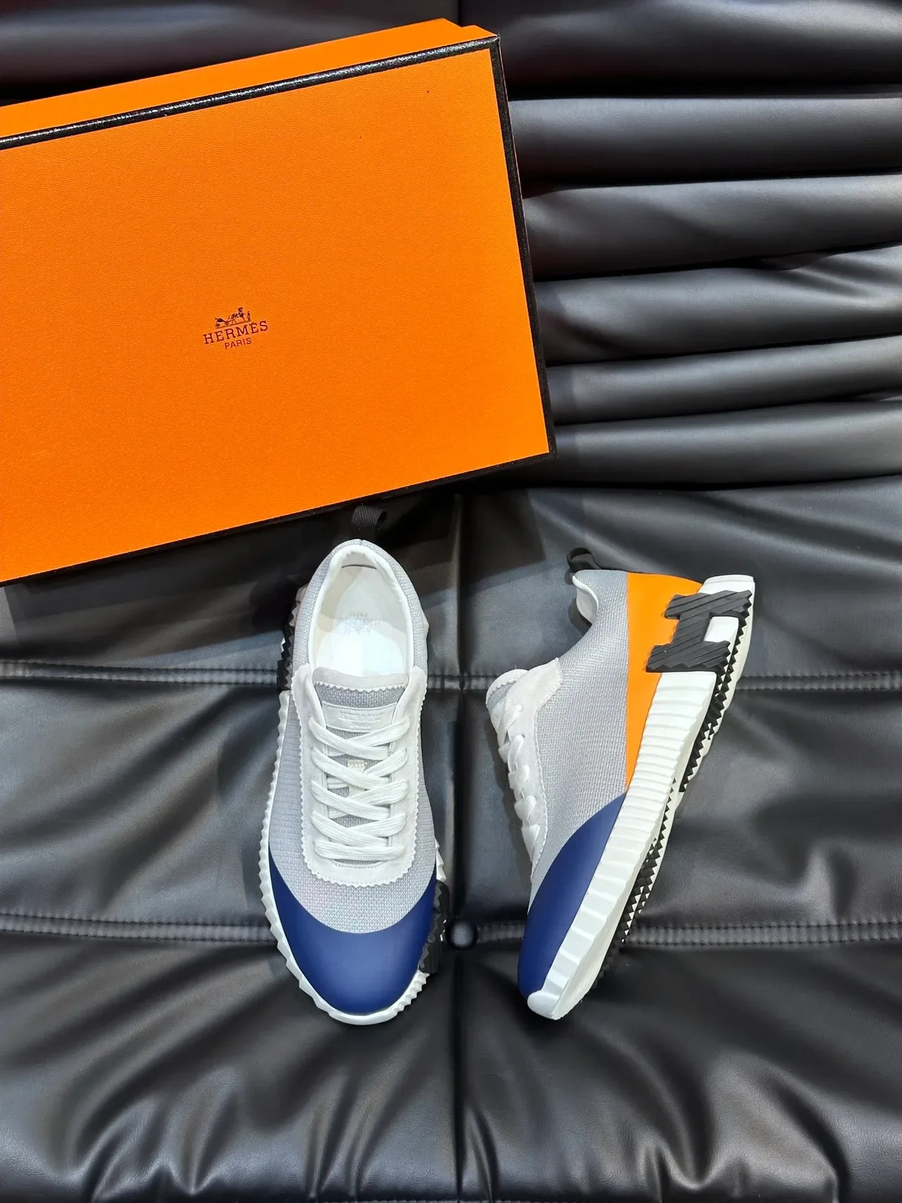 Hermès H-Ride Gray Blue Orange Lifestyle Sneakers 5