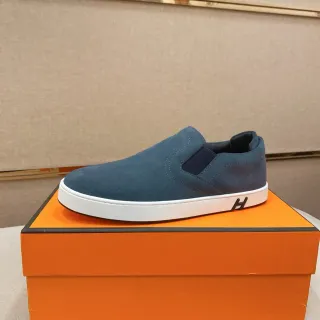 Hermès H-Slip-On Blue Suede White Sole Lifestyle Sneakers