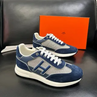 Hermès H-Sneaker Navy Blue and Gray Mesh Lifestyle Sneakers