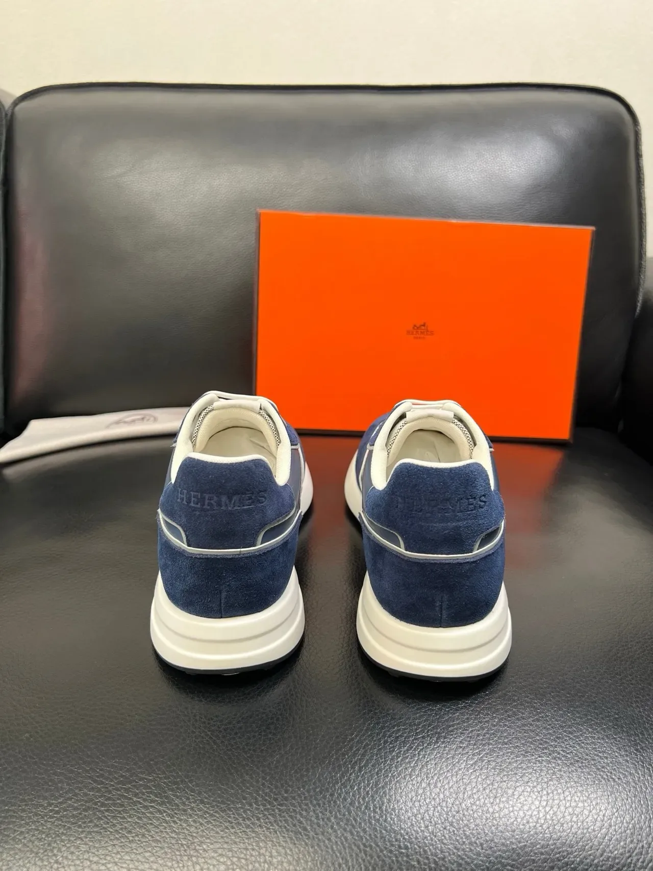 Hermès H-Sneaker Navy Blue and Gray Mesh Lifestyle Sneakers 2