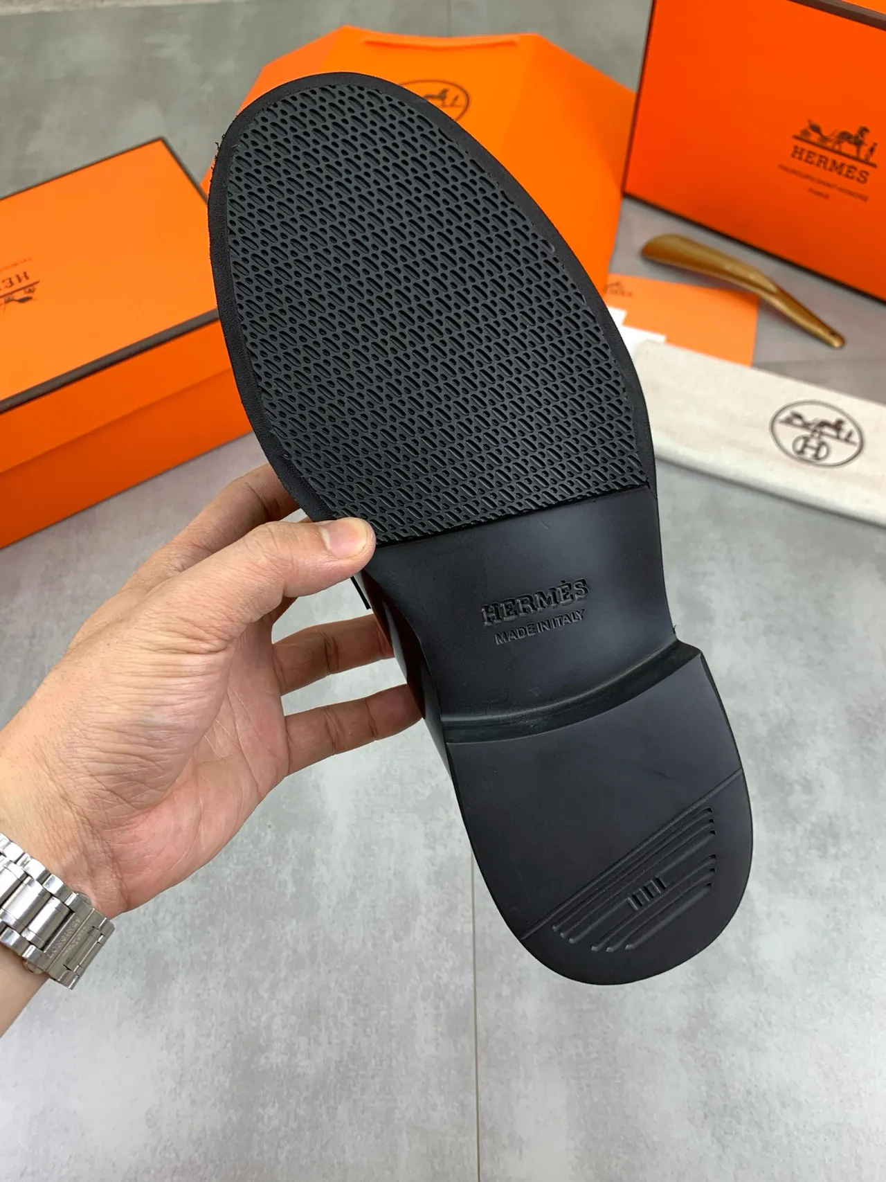 Hermès H-Strap Loafer Polished Black Leather Loafers 3