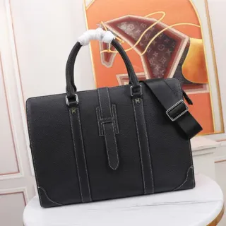 Hermès Herbag Black Pebbled Leather Tote Bag