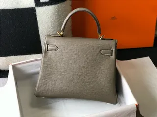 Hermès Kelly Brown Beige Structured Top-Handle Pebbled Leather Tote Bag 7