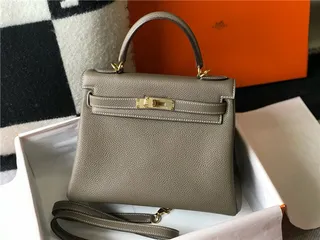 Hermès Kelly Brown Beige Structured Top-Handle Pebbled Leather Tote Bag 9