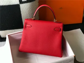 Hermès Kelly Brown Beige Structured Top-Handle Pebbled Leather Tote Bag 15