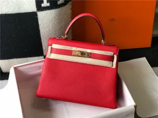 Hermès Kelly Brown Beige Structured Top-Handle Pebbled Leather Tote Bag 16