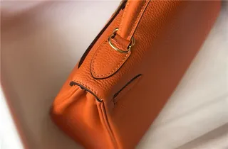 Hermès Kelly Brown Beige Structured Top-Handle Pebbled Leather Tote Bag 21