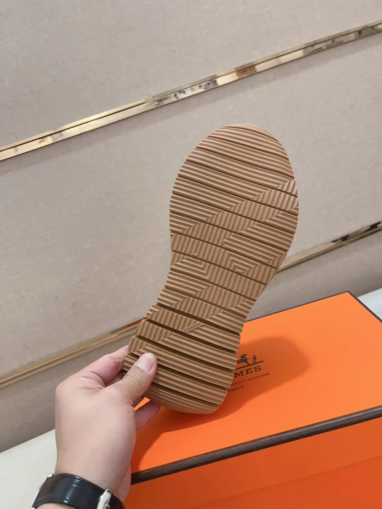 Hermès Navy and Orange Suede Mesh Lifestyle Sneaker 2