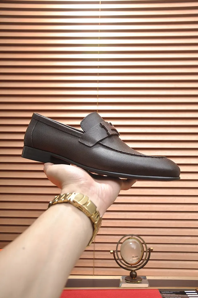 Hermès Oran mocassin cuir texturé marron H-Buckle mocassins 4