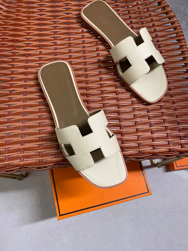 Hermès Oran Off-White H-Strap Flat Slippers 5