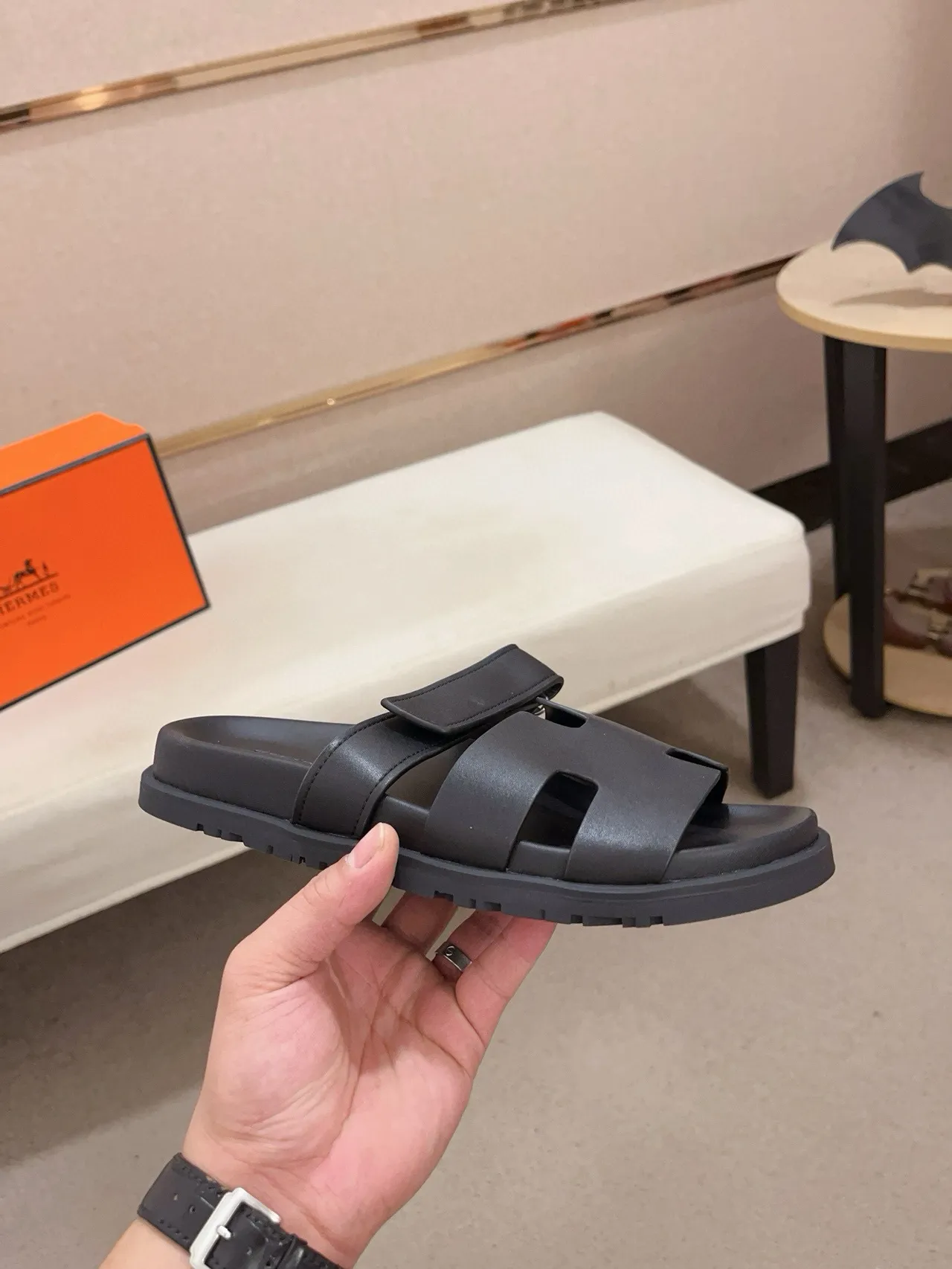 Hermès Oran Slide Black Slippers 4