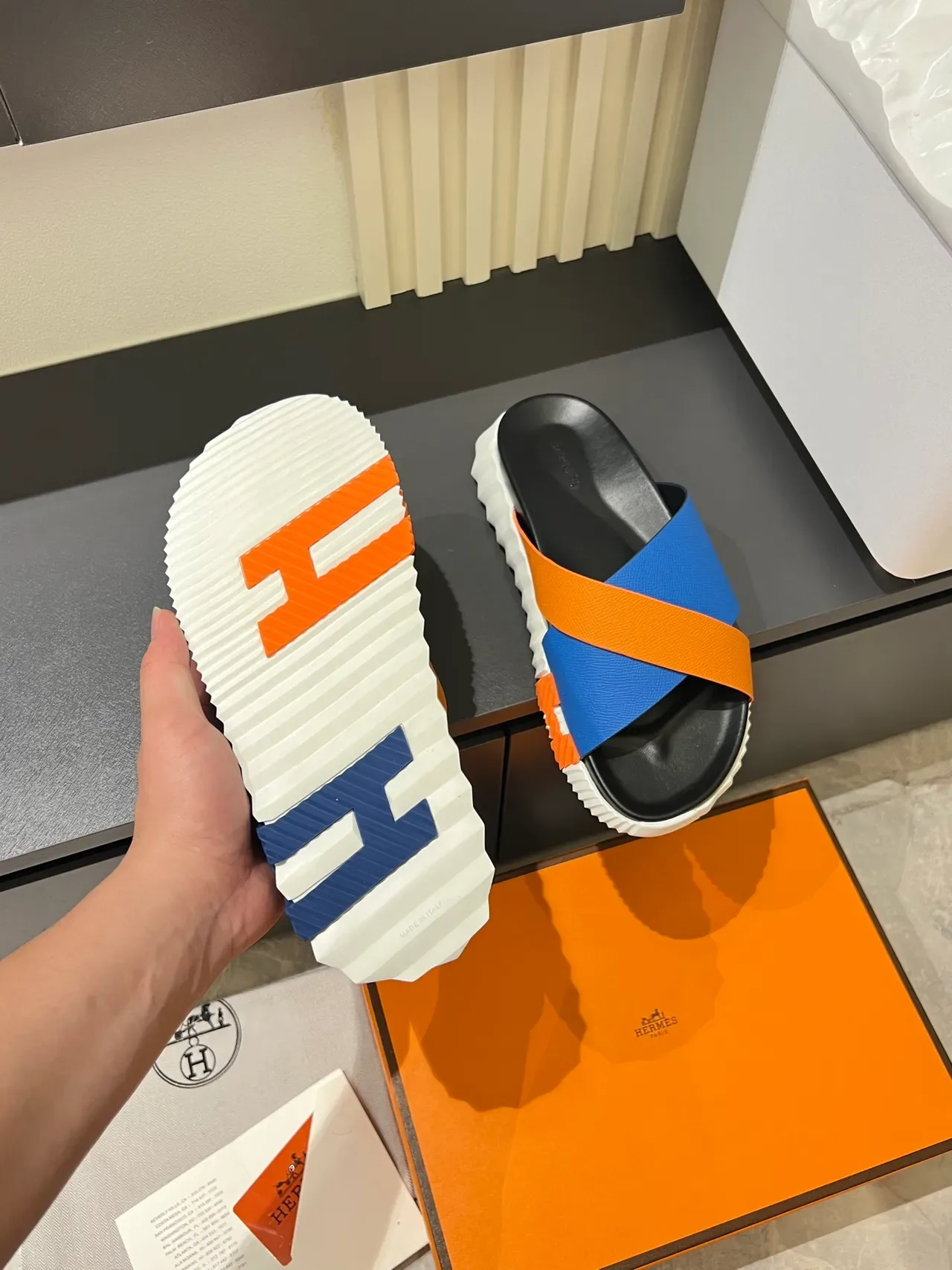 Hermès Oran Slide Multicolor Cross-Strap Slippers 2