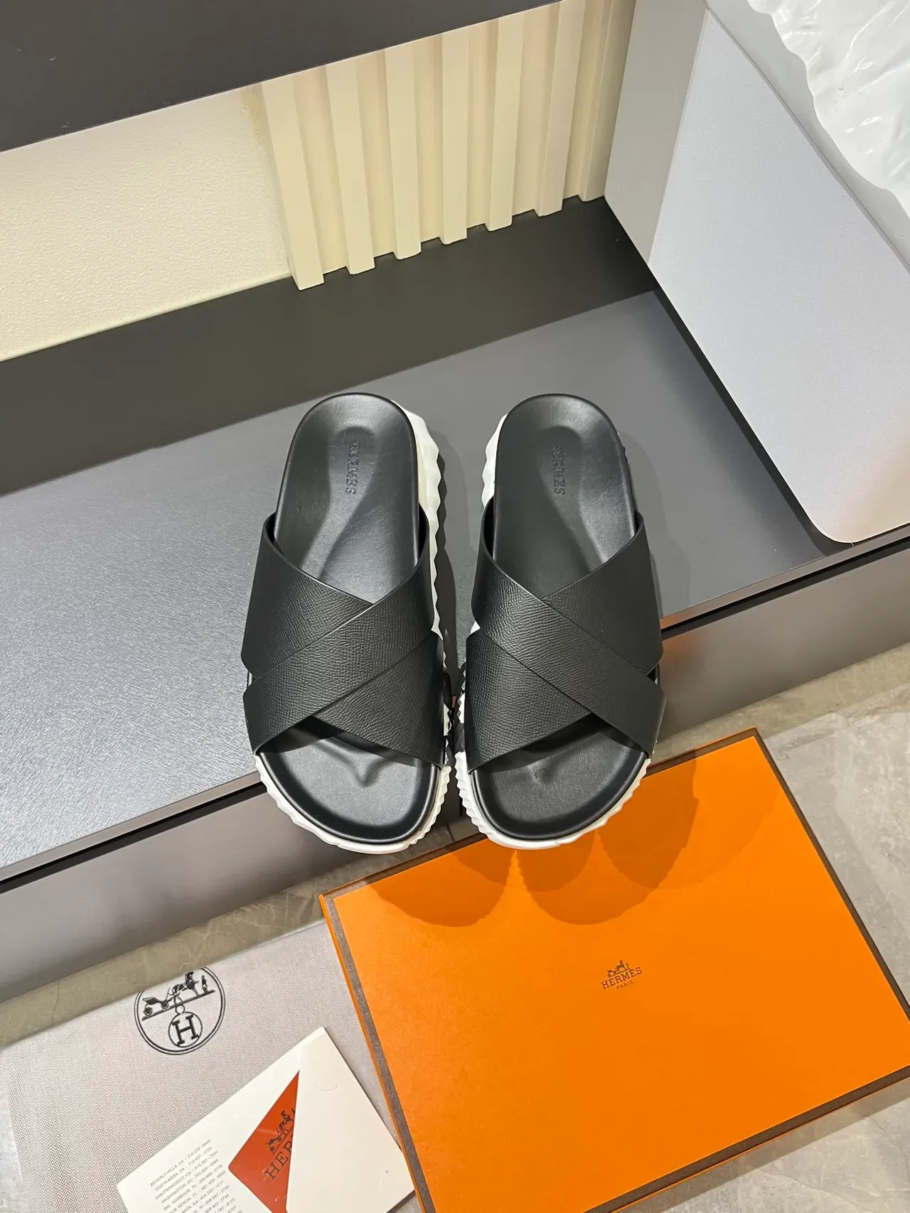Hermès Oran Slide Multicolor Cross-Strap Slippers 13