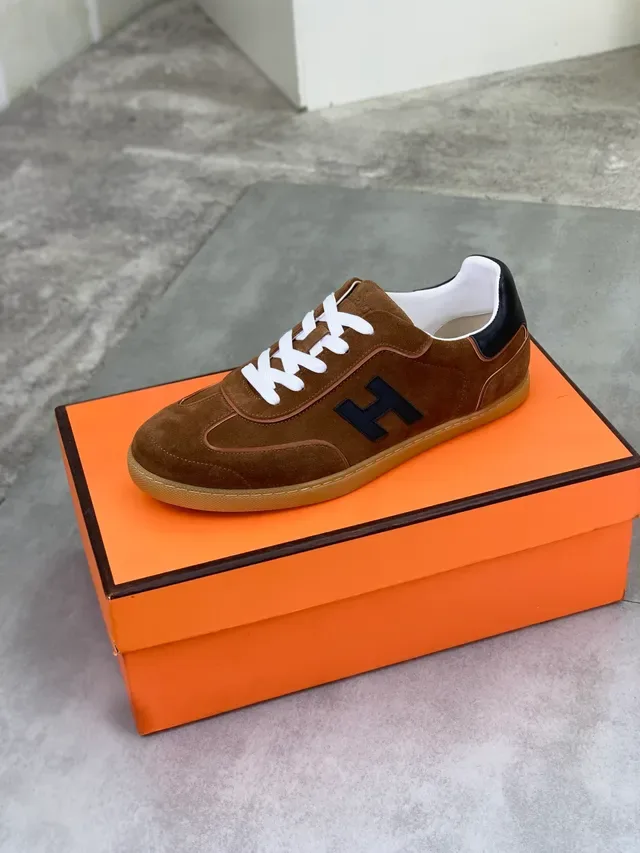 Hermès Oran Sneaker Brown Suede White Lace Lifestyle Sneakers 4