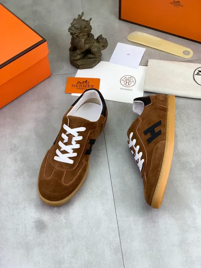 Hermès Oran Sneaker Brown Suede White Lace Lifestyle Sneakers 5