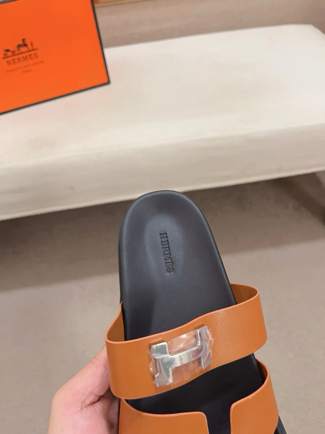 Hermès Oran Tan Leather H-Clasp Casual Sandals 6