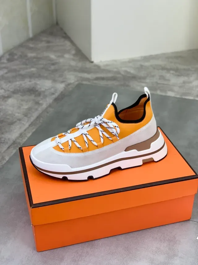 Hermès Orange and White Slip-On Hybrid Sneaker 4