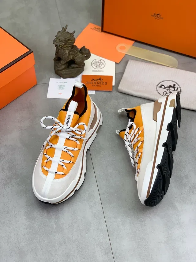 Hermès Orange and White Slip-On Hybrid Sneaker 5
