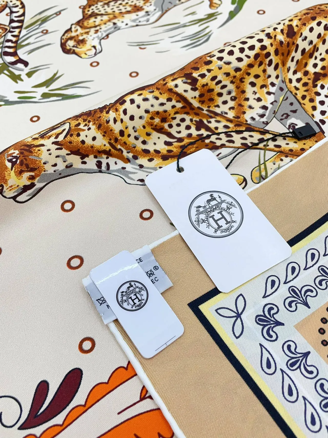 Hermès Printed Leopard and Paisley Silk Scarf 8