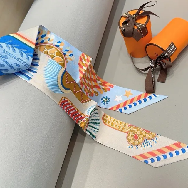 Hermès Printed Multicolor Star and Stripe Silk Scarf 4
