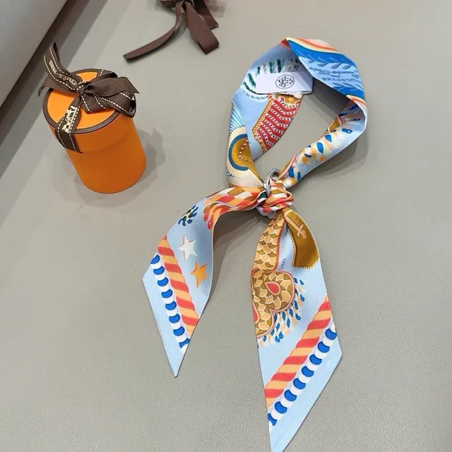 Hermès Printed Multicolor Star and Stripe Silk Scarf 8