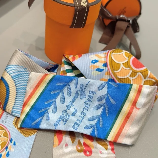 Hermès Printed Multicolor Star and Stripe Silk Scarf 9
