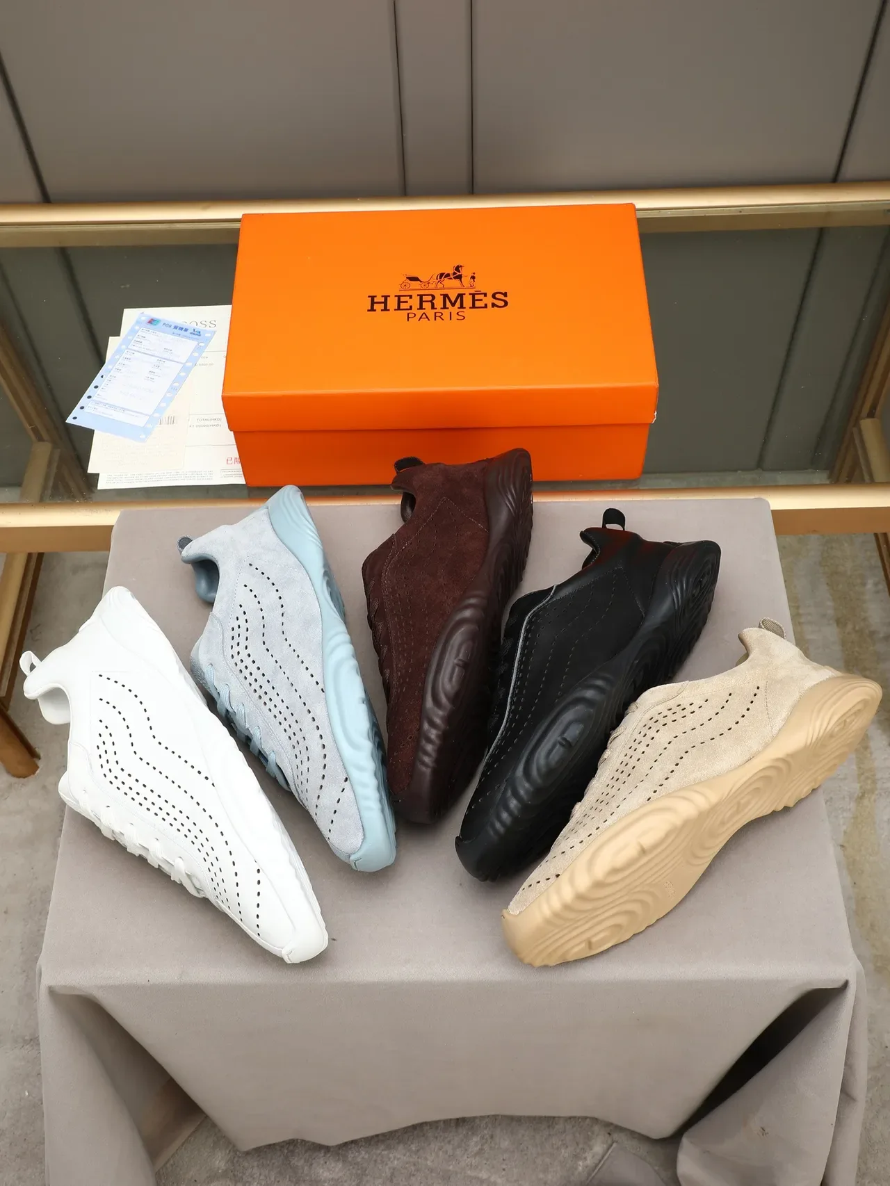 Hermès White Perforated Wave-Sole Lifestyle Sneaker 2