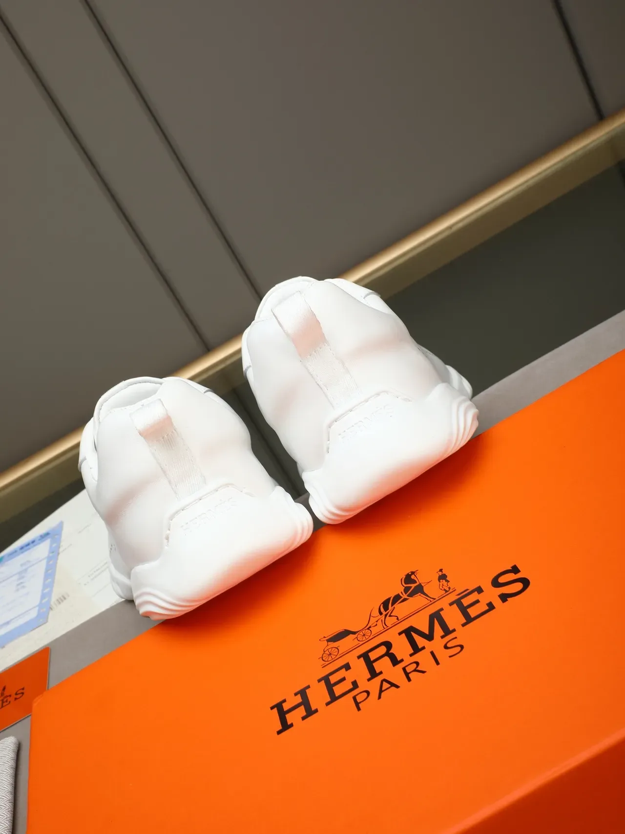 Hermès White Perforated Wave-Sole Lifestyle Sneaker 4
