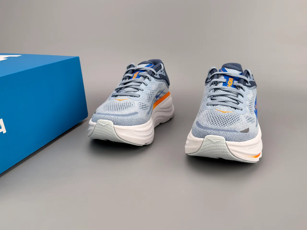 Hoka Blue Orange Engineered Mesh Upper Thick Cushioned Midsole Running Shoes 3