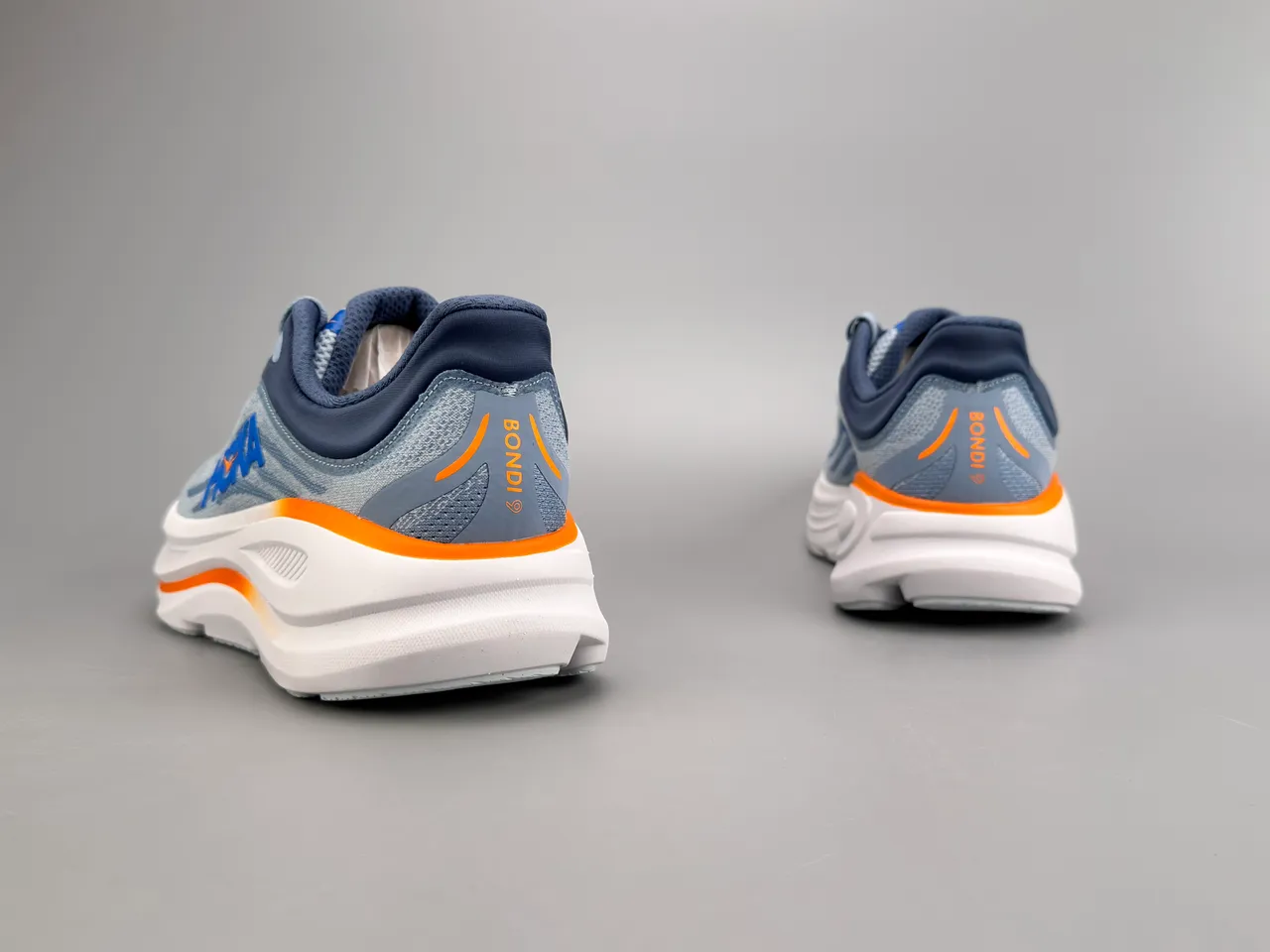 Hoka Blue Orange Engineered Mesh Upper Thick Cushioned Midsole Running Shoes 4