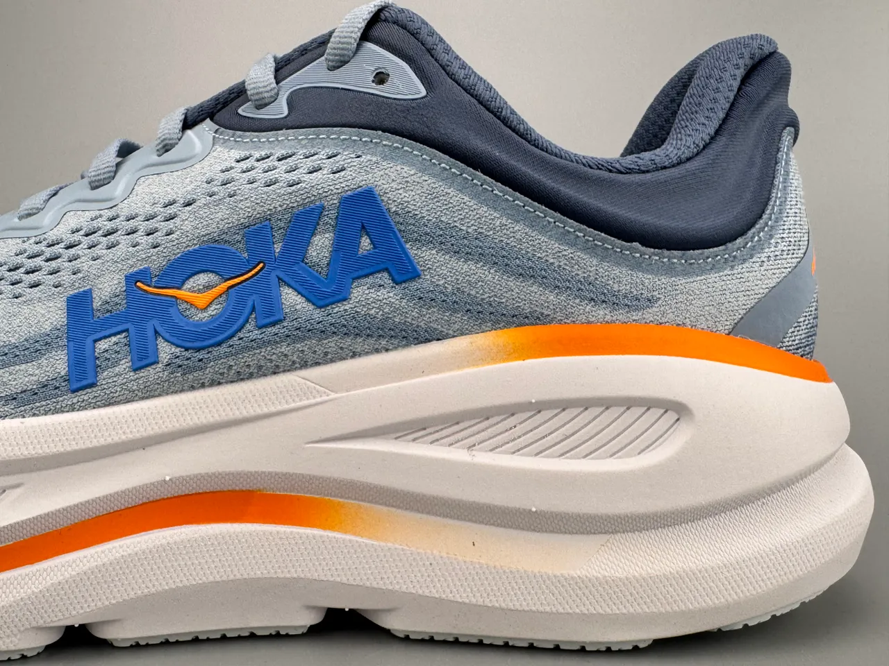 Hoka Blue Orange Engineered Mesh Upper Thick Cushioned Midsole Running Shoes 5