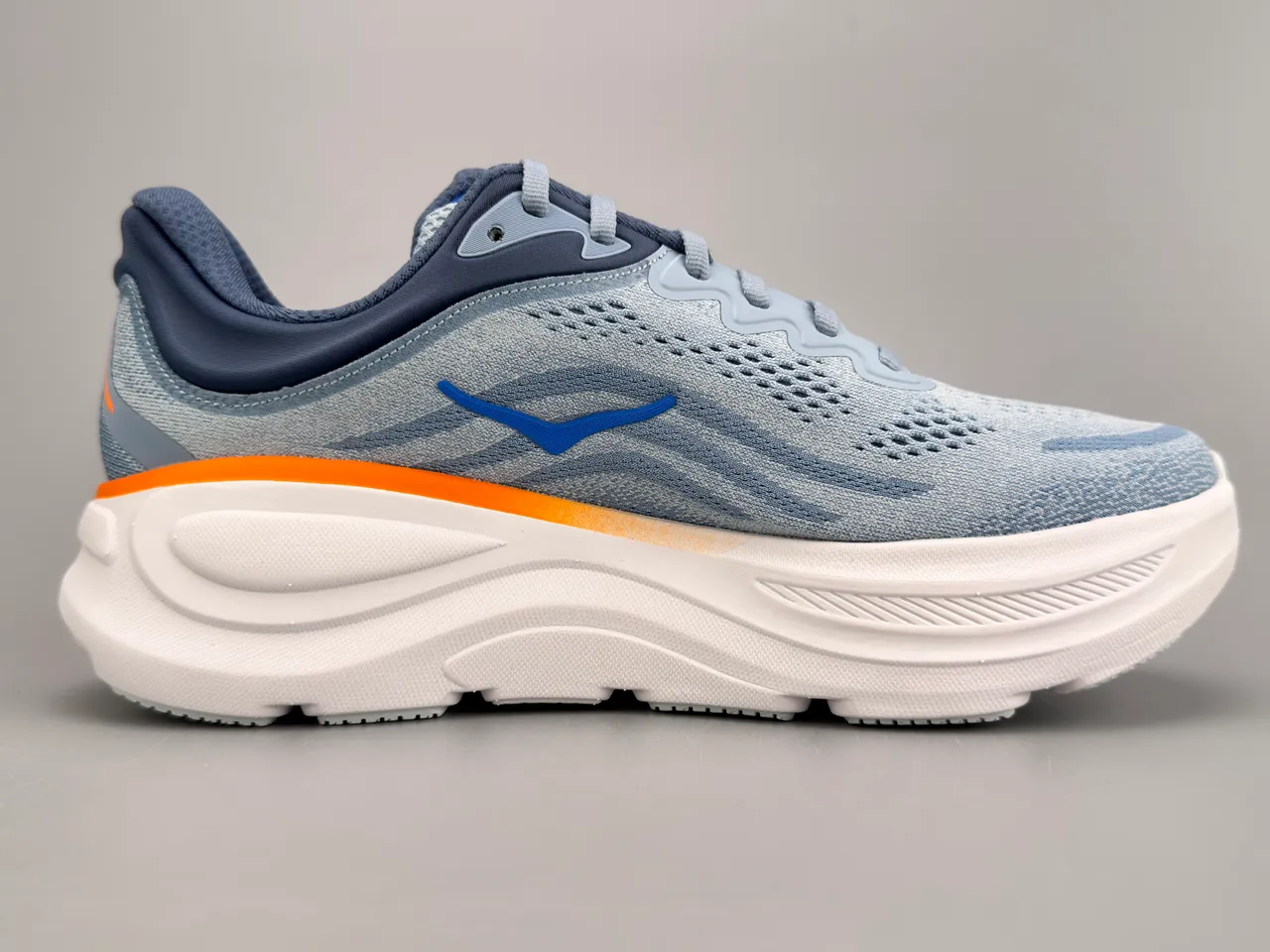 Hoka Blue Orange Engineered Mesh Upper Thick Cushioned Midsole Running Shoes 10