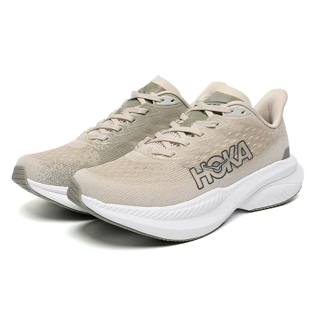 Hoka Mach 6 Beige and White أحذية الجري 3