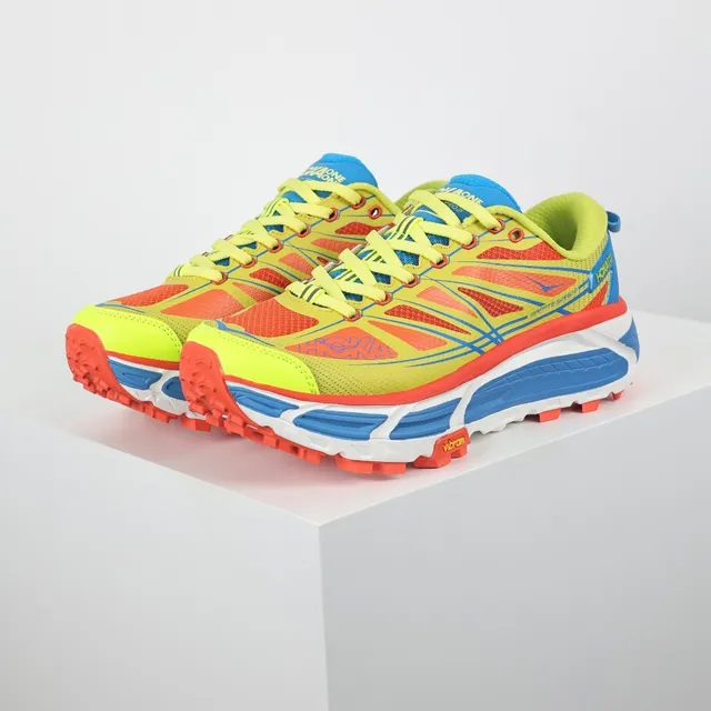 Hoka Mafate Speed 2 Neon Yellow Orange Blue chaussures de course 2