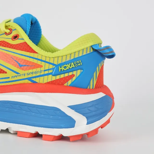 Hoka Mafate Speed 2 Neon Yellow Orange Blue chaussures de course 4