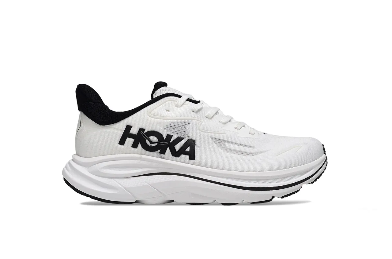 Hoka White Black Engineered Mesh Upper Flared Cushioned Midsole Running Shoes 2