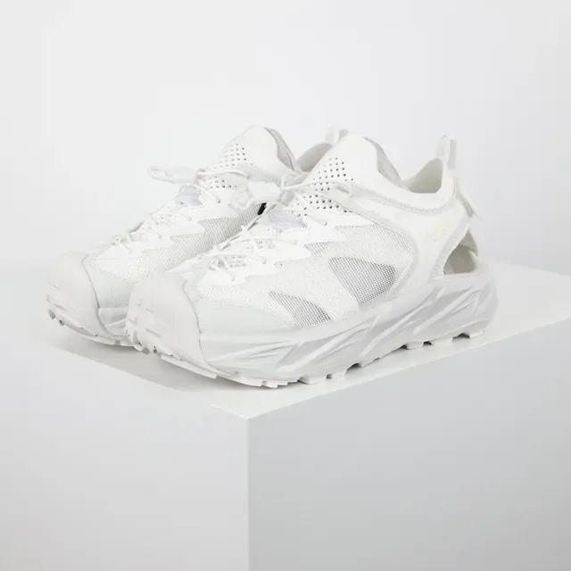 Hoka White Chunky Sculpted Sole Open Heel Strap Lifestyle Sneakers 2