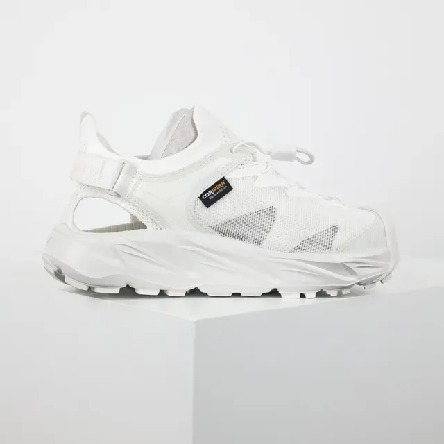 Hoka White Chunky Sculpted Sole Open Heel Strap Lifestyle Sneakers 7
