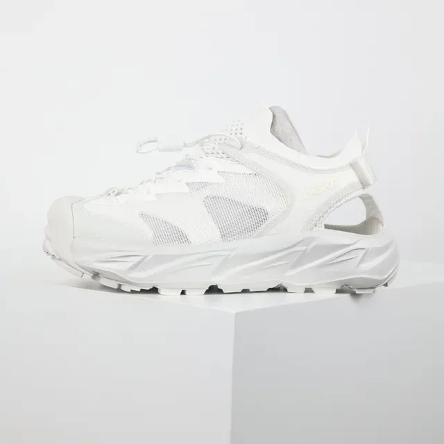 Hoka White Chunky Sculpted Sole Open Heel Strap Lifestyle Sneakers 9