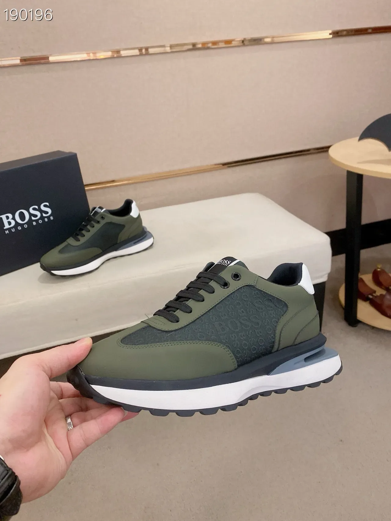 Hugo Boss Chaussures Lifestyle Vert Militaire Noir Olive Et Supérieur Monogrammé Semelle Multicouche 4