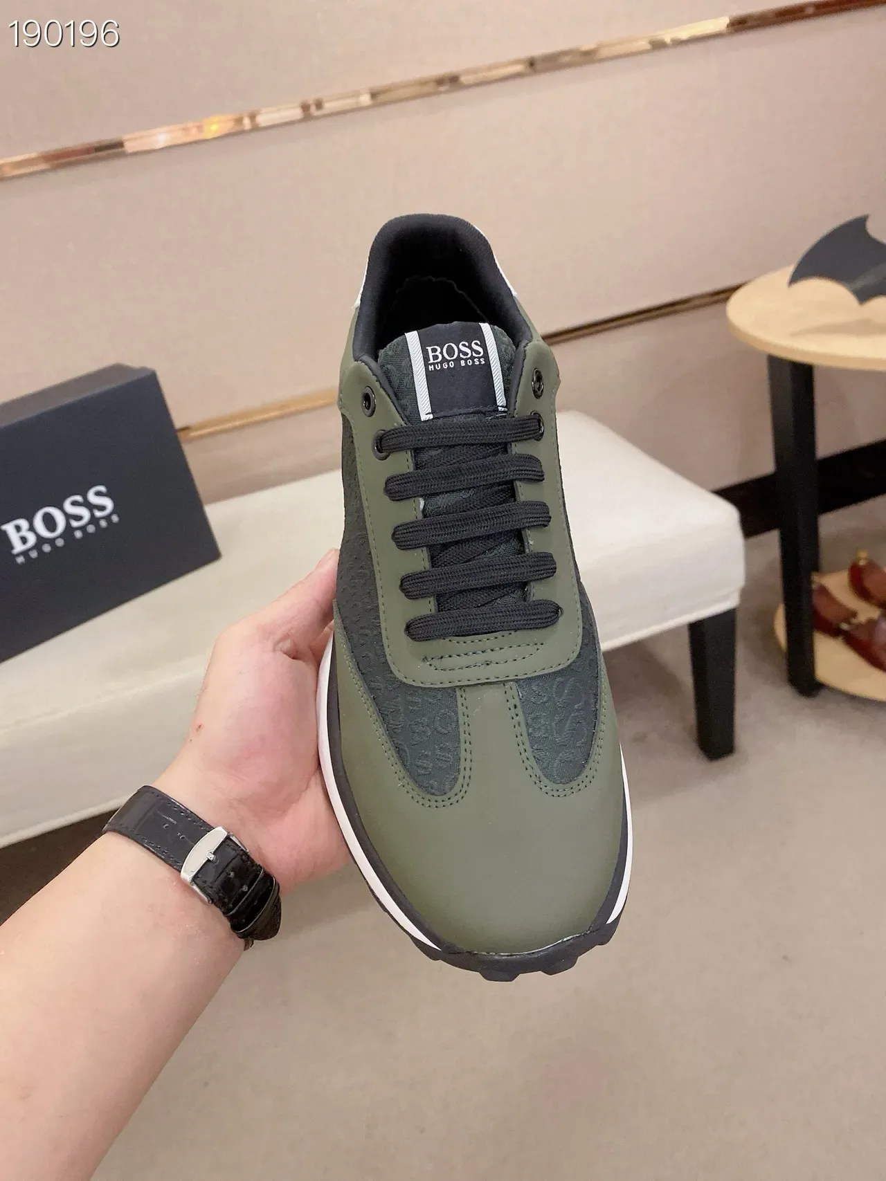Hugo Boss Chaussures Lifestyle Vert Militaire Noir Olive Et Supérieur Monogrammé Semelle Multicouche 5