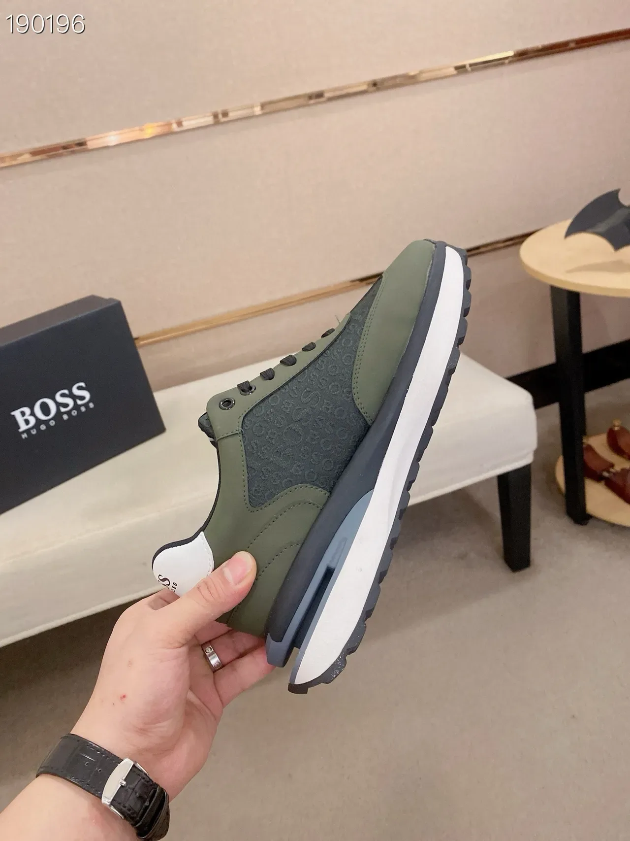 Hugo Boss Chaussures Lifestyle Vert Militaire Noir Olive Et Supérieur Monogrammé Semelle Multicouche 7
