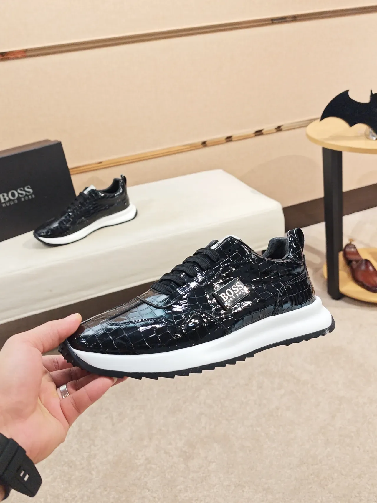 Hugo Boss Black Croc-Embossed Lifestyle Sneakers 3
