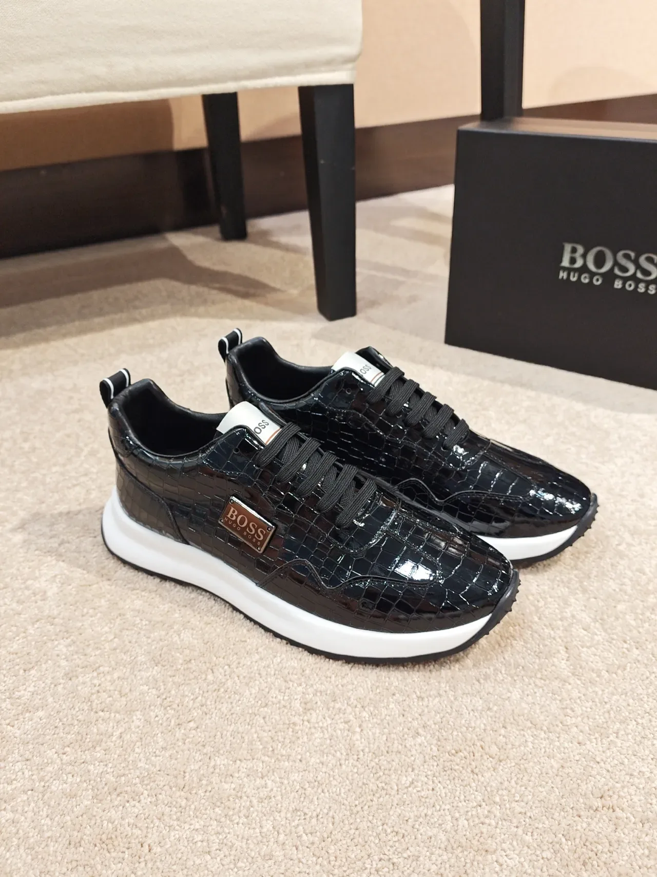 Hugo Boss Black Croc-Embossed Lifestyle Sneakers 4