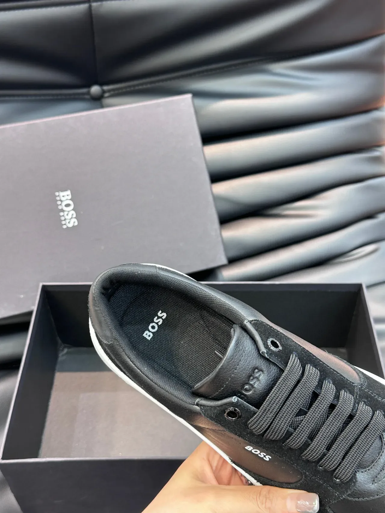 Hugo Boss Black Leather and Suede Lifestyle Sneakers 3